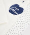 Pyjama mini cœurs petite fille en côte blanc MARSHMALLOW/bleu MEDIEVAL