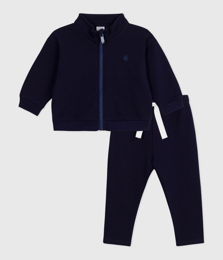 Ensemble sweatshirt et pantalon b&eacute;b&eacute; en coton uni bleu