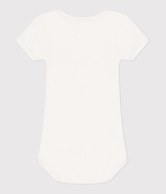 Body manches courtes en coton uni bébé blanc MARSHMALLOW