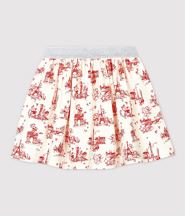 Jupe en molleton enfant fille blanc/rouge