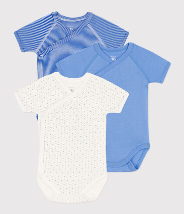 PETIT BATEAU - Lot de 3 bodies croisés manches courtes imprimés en coton