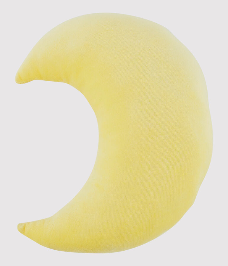 Coussin lune en velours jaune