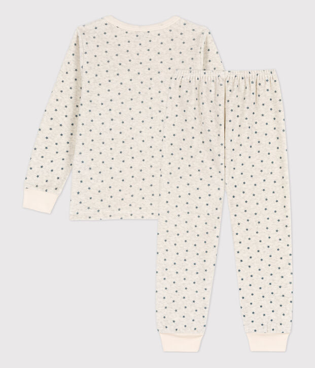 Pyjama &eacute;toile en velours enfant beige/gris