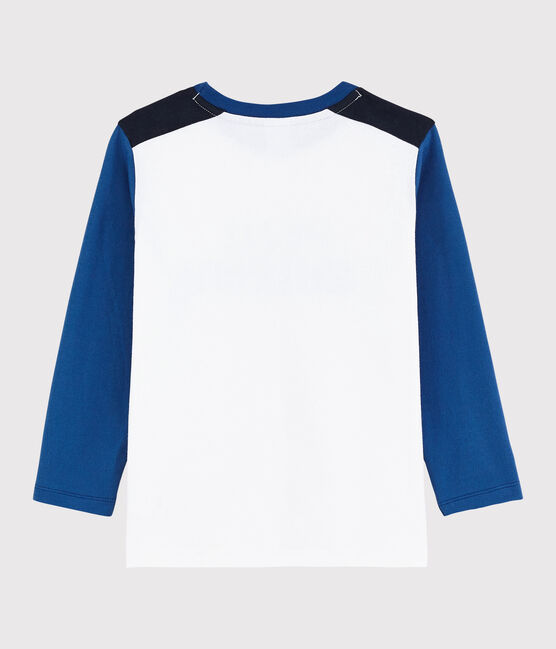 Tee-shirt en jersey enfant garçon blanc MARSHMALLOW/bleu MAJOR