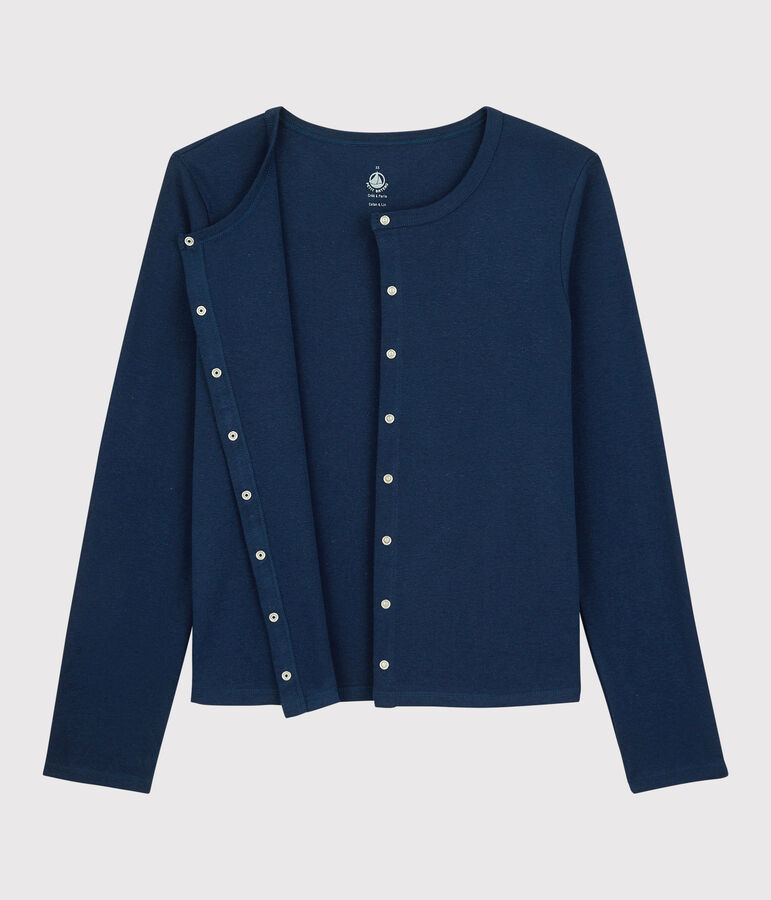 Cardigan en coton/lin uni Femme bleu MEDIEVAL