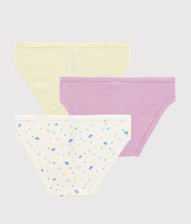 Lot de 3 culottes &agrave; fleurs petite fille en coton et lin multicouleur