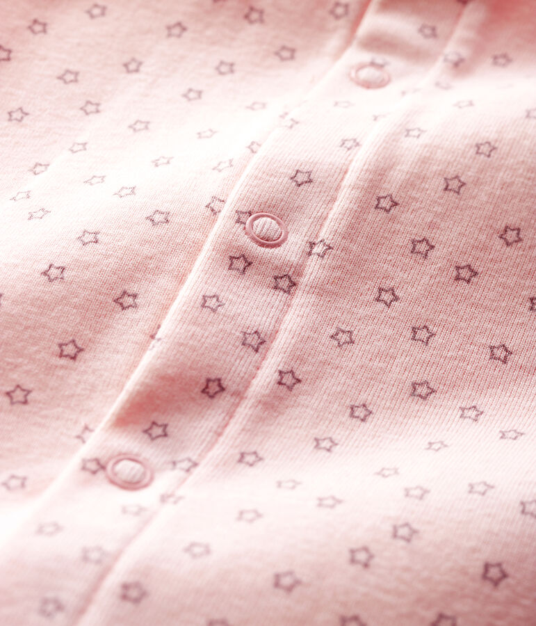 Bodyjama sans pieds petites &eacute;toiles b&eacute;b&eacute; fille en coton biologique rose/gris