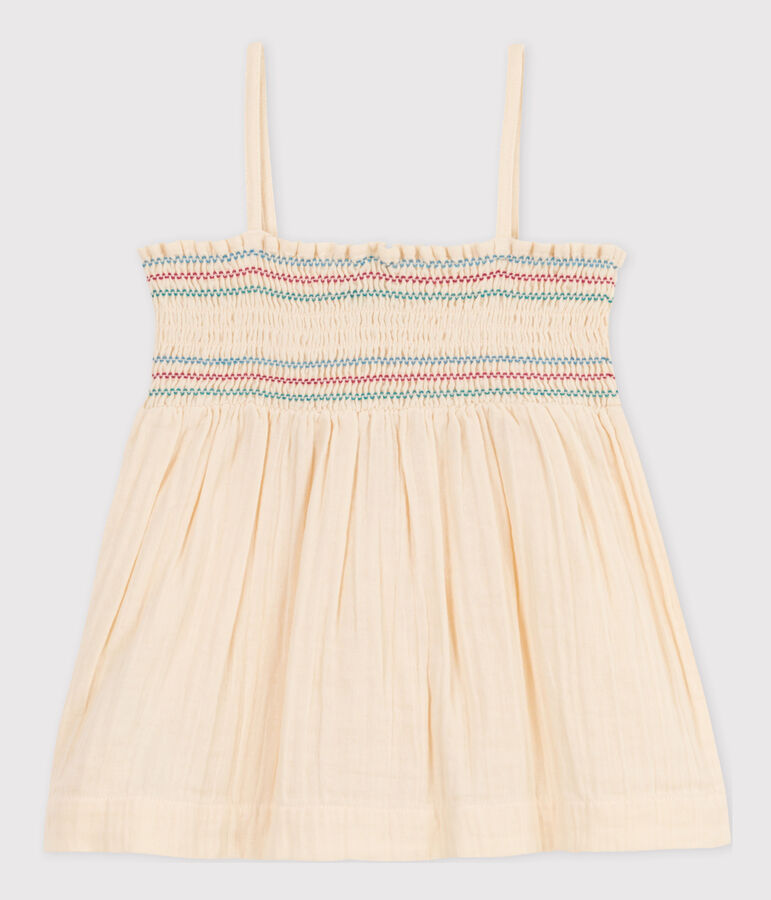 Blouse sans manches en gaze de coton enfant fille &eacute;cru