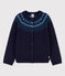 Cardigan laine et coton enfant fille bleu SMOKING/blanc MULTICO