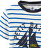 T-shirt garçon rayé et sérigraphié blanc MARSHMALLOW/bleu PERSE