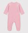 Pyjama b&eacute;b&eacute; en velours uni avec motif plac&eacute; rose clair