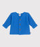 Cardigan bébé tricot point mousse en coton bleu EDNA