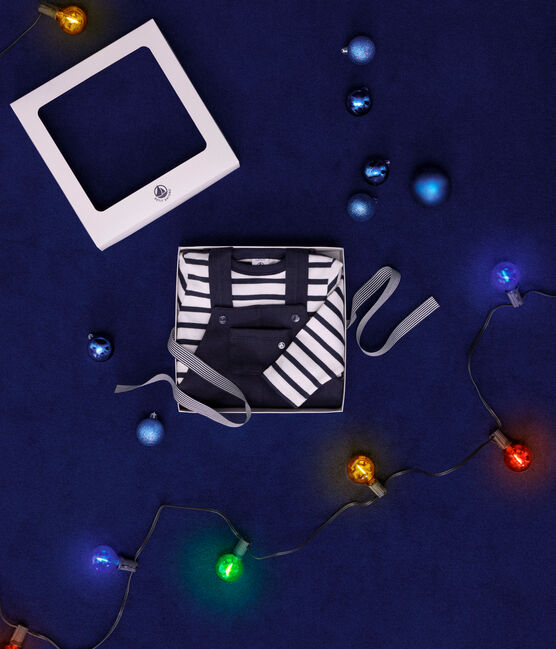Coffret cadeau bébé salopette et marinière variante 1