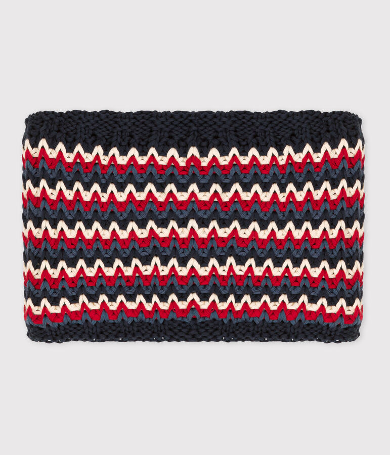 Snood enfant gar&ccedil;on-fille bleu SMOKING/blanc MULTICO