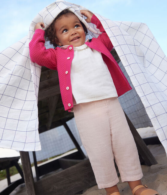 Cardigan en tricot de coton bébé rose DELHI