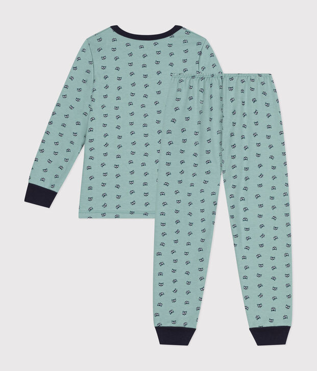 Pyjama en molleton gratt&eacute; imprim&eacute; raton laveur enfant vert/multicouleur
