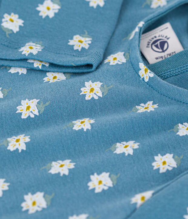 Tee-shirt manches longues en coton b&eacute;b&eacute; bleu/multicouleur