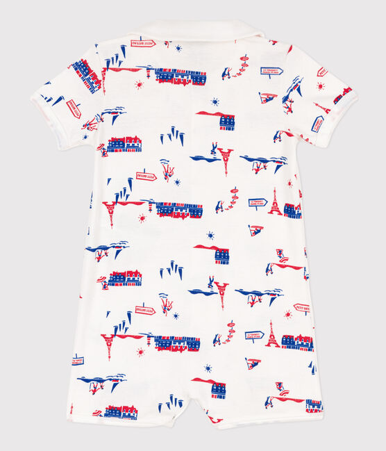 Combinaison courte Paris en coton bébé blanc MARSHMALLOW/blanc MULTICO