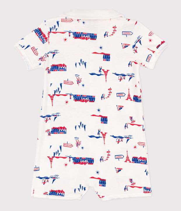 Combinaison courte Paris en coton b&eacute;b&eacute; blanc/multicouleur
