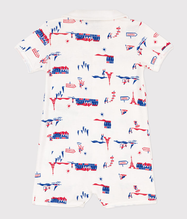 Combinaison courte Paris en coton b&eacute;b&eacute; blanc MARSHMALLOW/blanc MULTICO