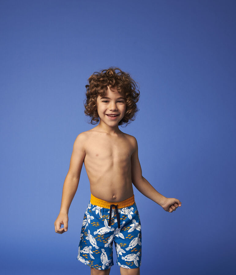 Short de bain recycl&eacute; enfant gar&ccedil;on bleu/multicouleur