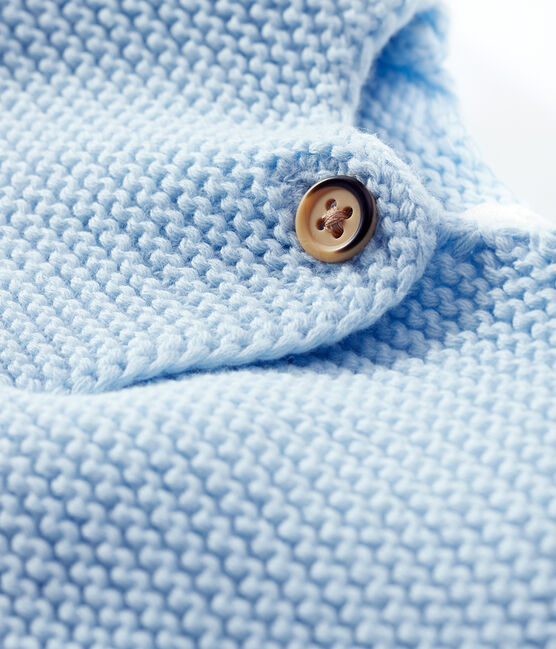 Cardigan en tricot de coton biologique bébé bleu TOUDOU