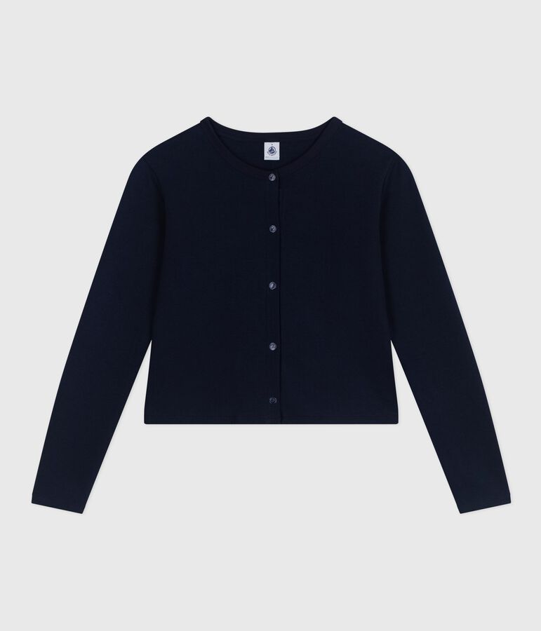 Cardigan femme en coton uni bleu SMOKING