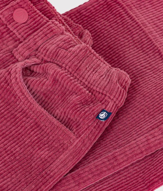 Pantalon wide leg enfant en velours rose