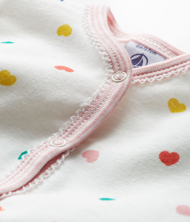 Dors bien sans pieds b&eacute;b&eacute; fille en c&ocirc;te blanc MARSHMALLOW/ MULTICO CN