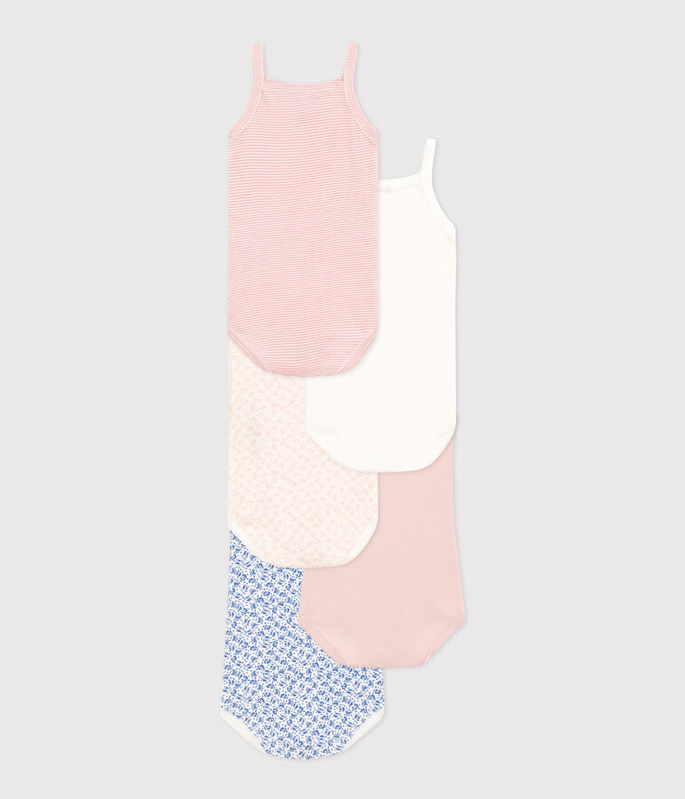 Lot de 5 bodies bretelles fleurs en coton b&eacute;b&eacute; variante 1