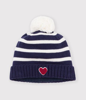 Bonnet bébé à rayures en tricot doublé polaire
