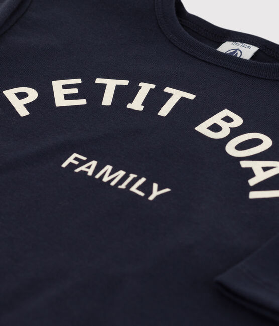 Tee-shirt manches longues bébé en coton bleu SMOKING