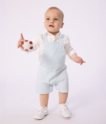 Salopette courte bébé en coton, rayée