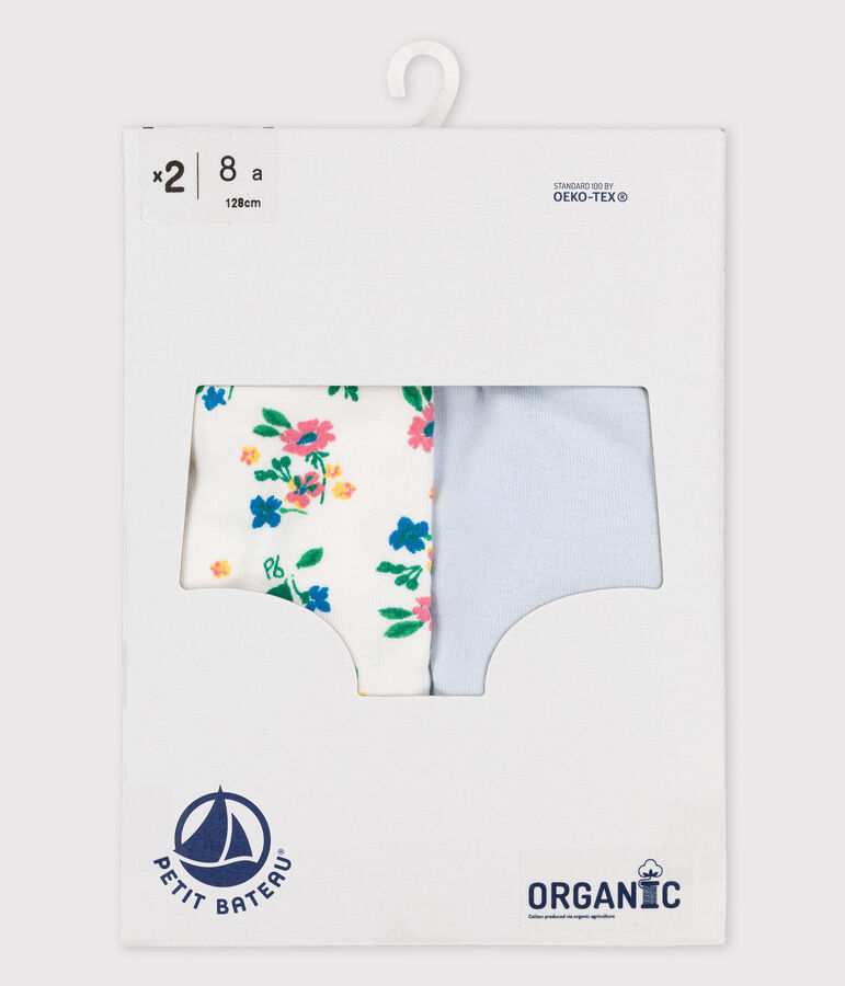 Lot de 2 shorties imprim&eacute; fleuri petite fille en coton biologique multicouleur