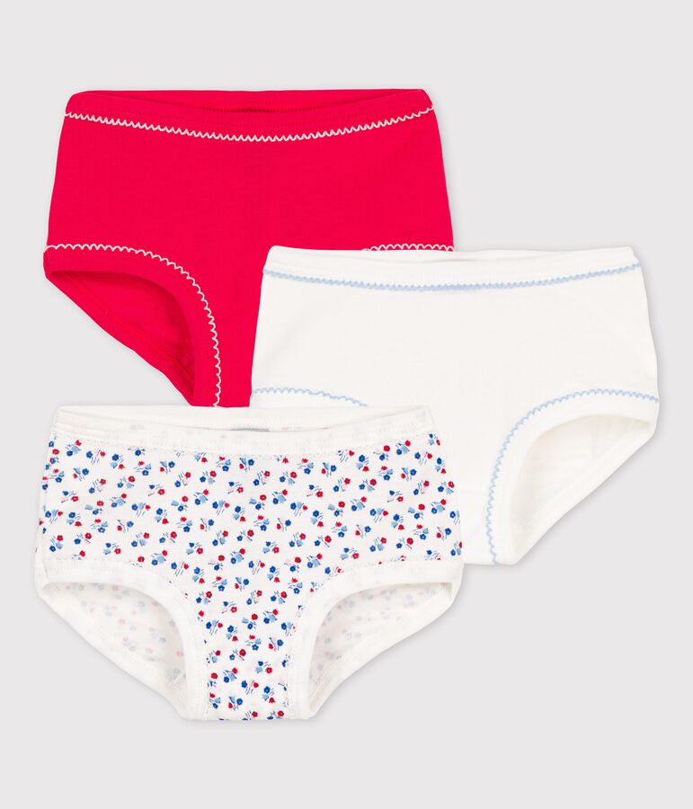 Lot de 3 culottes hautes petite fille en coton multicouleur