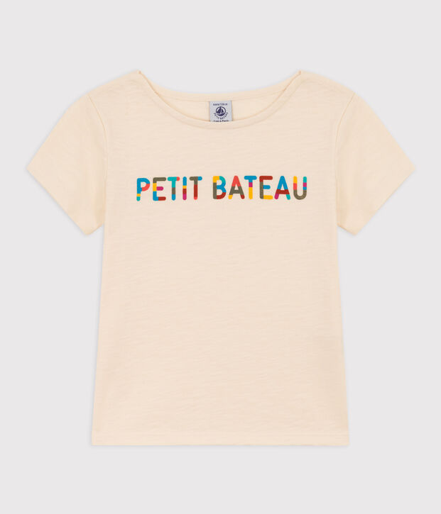 Tee-shirt imprim&eacute; en coton enfant fille &eacute;cru