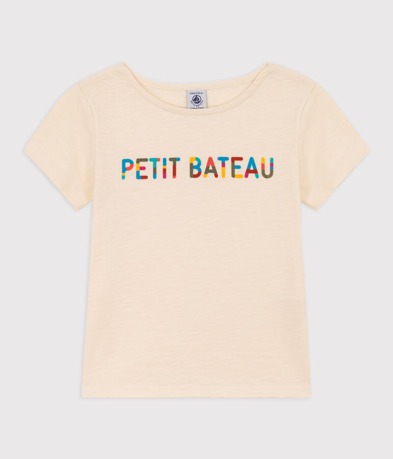 Tee-shirt imprim&eacute; en coton enfant fille &eacute;cru