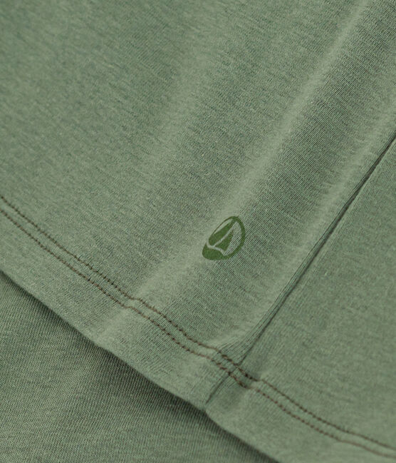 Tee-shirt l'Iconique col V en coton uni femme vert CROCO
