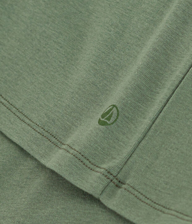 Tee-shirt l'Iconique col V en coton uni femme vert