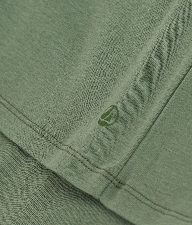 Tee-shirt l'Iconique col V en coton uni femme vert CROCO