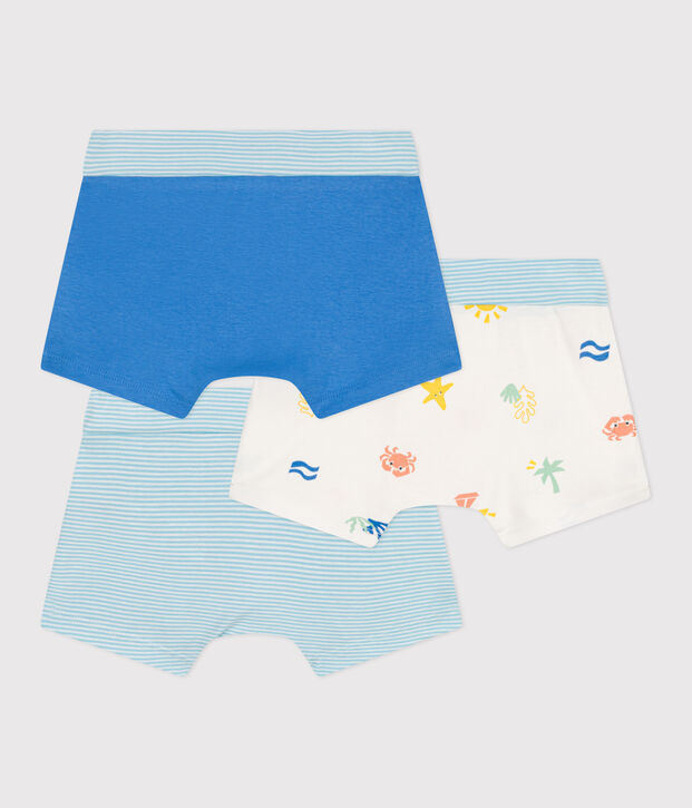 Lot de 3 boxers enfant en coton ceinture recouverte imprim&eacute;s multicouleur