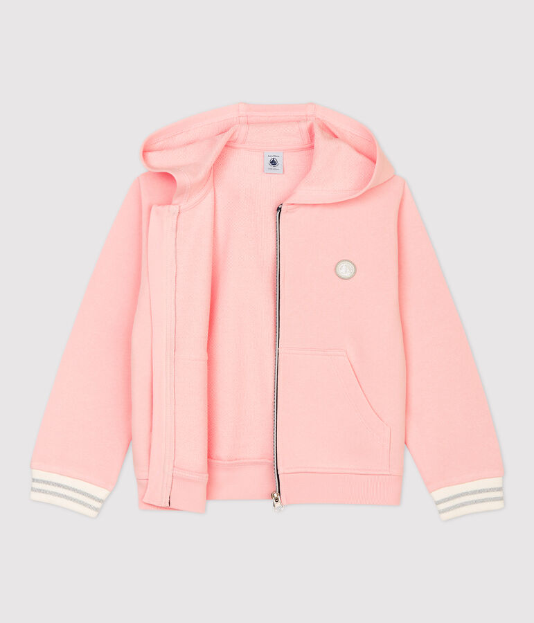 Sweatshirt &agrave; capuche en molleton enfant fille rose MINOIS