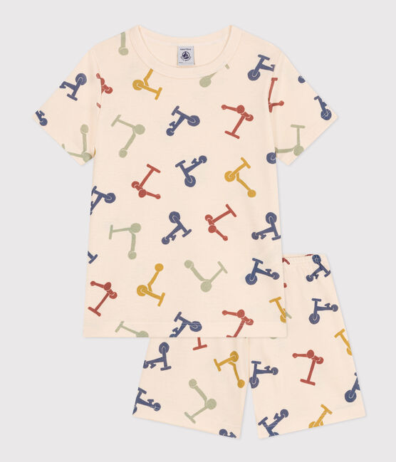 Pyjama short imprimé trottinettes en coton enfant blanc AVALANCHE/ MULTICO