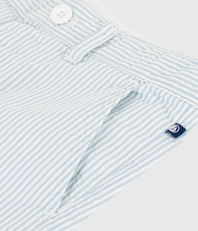 Bermuda short enfant en coton &agrave; rayures bleu MARSHMALLOW/ FLO