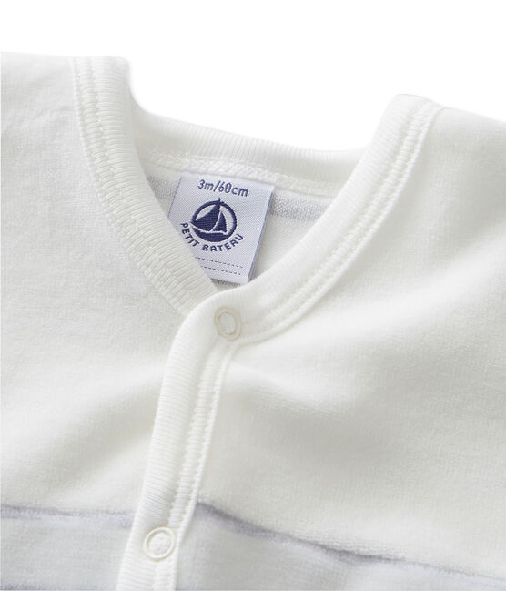 Dors bien bébé rayé blanc LAIT/gris POUSSIERE