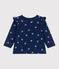 Blouse bébé manches longues en coton, imprimeé fleurie bleu MEDIEVAL/blanc MULTICO