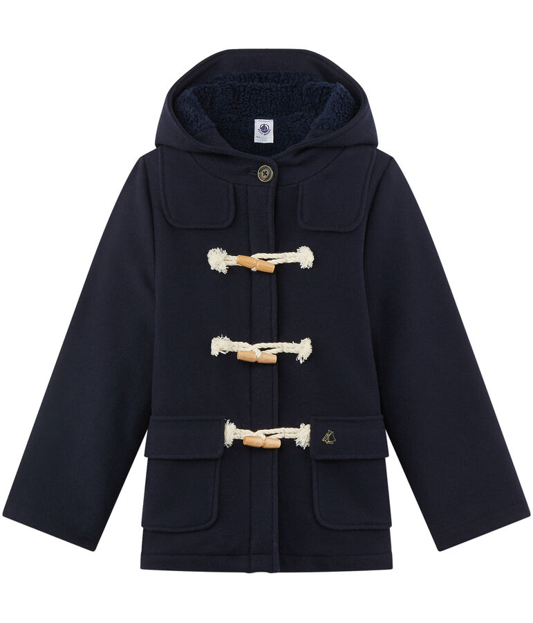 Duffle coat fille en drap de laine bleu