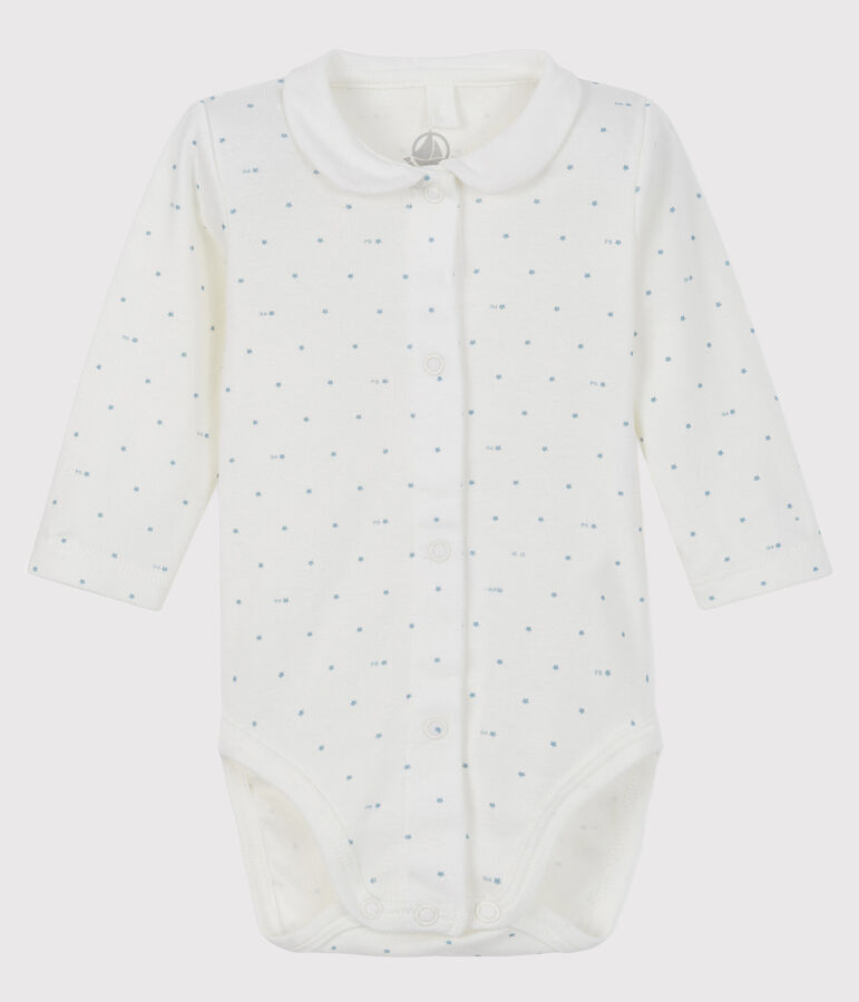 Body &agrave; col manches longues b&eacute;b&eacute; blanc/gris