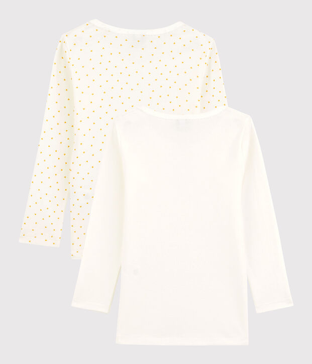 Lot de 2 tee shirts manches longues imprim&eacute; c&oelig;ur petite fille en coton multicouleur