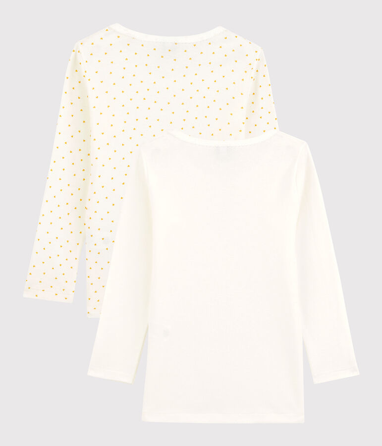 Lot de 2 tee shirts manches longues imprim&eacute; c&oelig;ur petite fille en coton variante 1